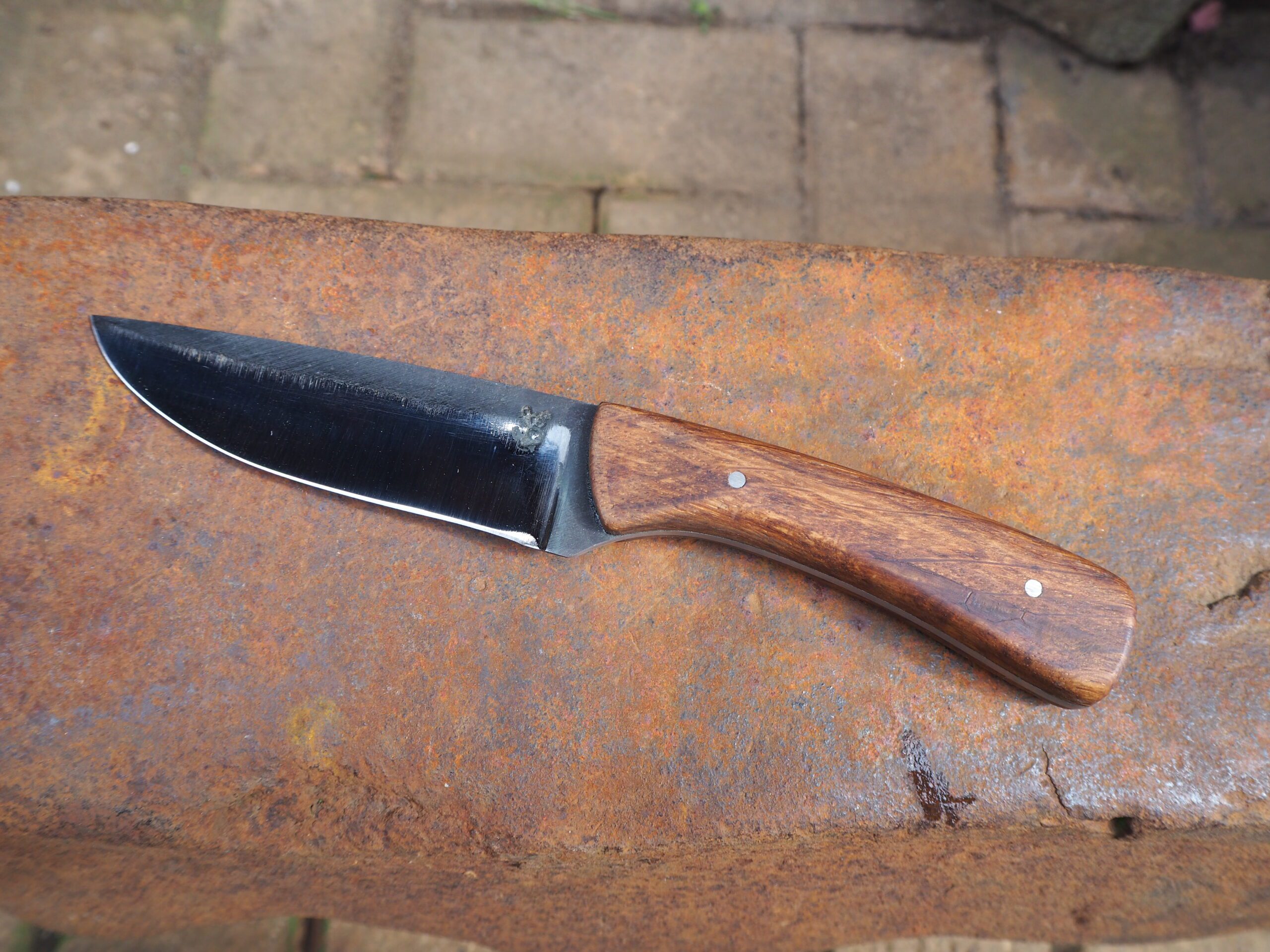 Couteau droit en acier carbone brut et manche en noyer noir US – Image 2